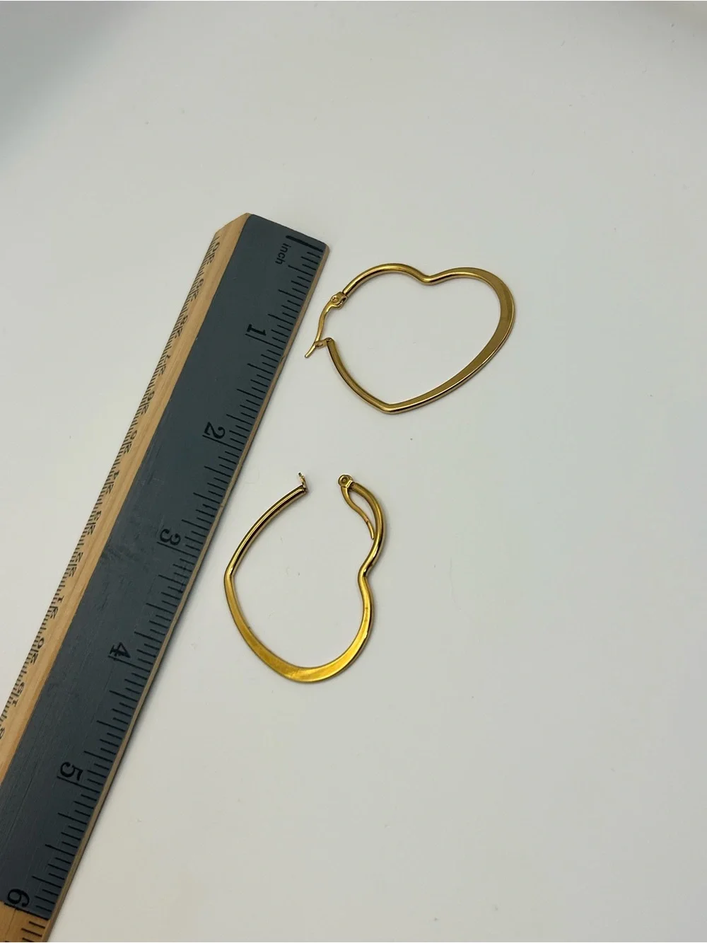 Gold-tone Heart Hoop Earrings 2 Pair Dangle Oversized